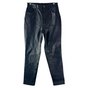 Lew Mcgram Leather Black Straight Leg High Rise Pant Size 4